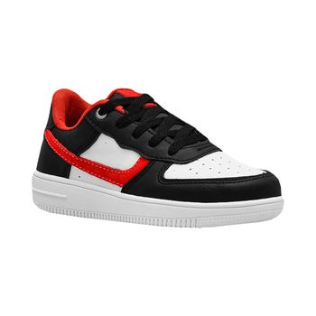 Tenis-Casual-Branco-Preto-e-Vermelho-Kids-Flatform-Cabedal-Perfuros-|-Greg-Kids-Tamanho--34---Cor--PRETO-0